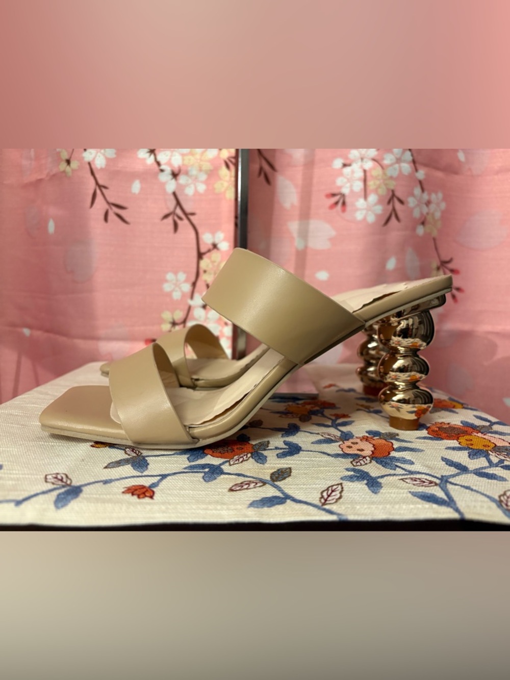Cult Gaia-Inspired Heeled Sandals Camel Gold Size 38 or US 7.5 NEW
